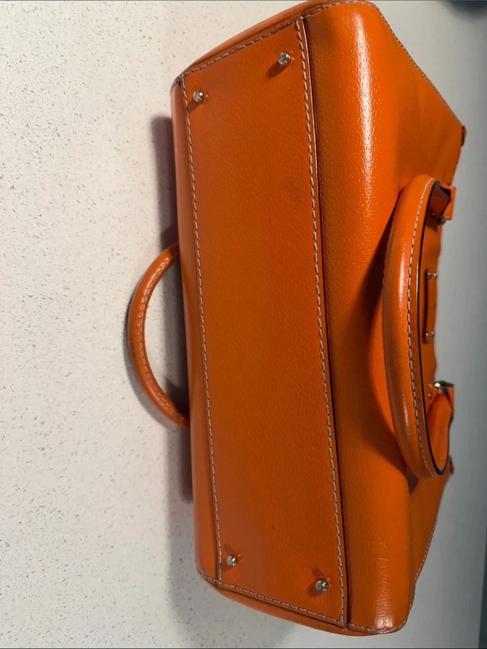 kate spade Orange Pebbled Leather Double-Handle Shoulder Bag